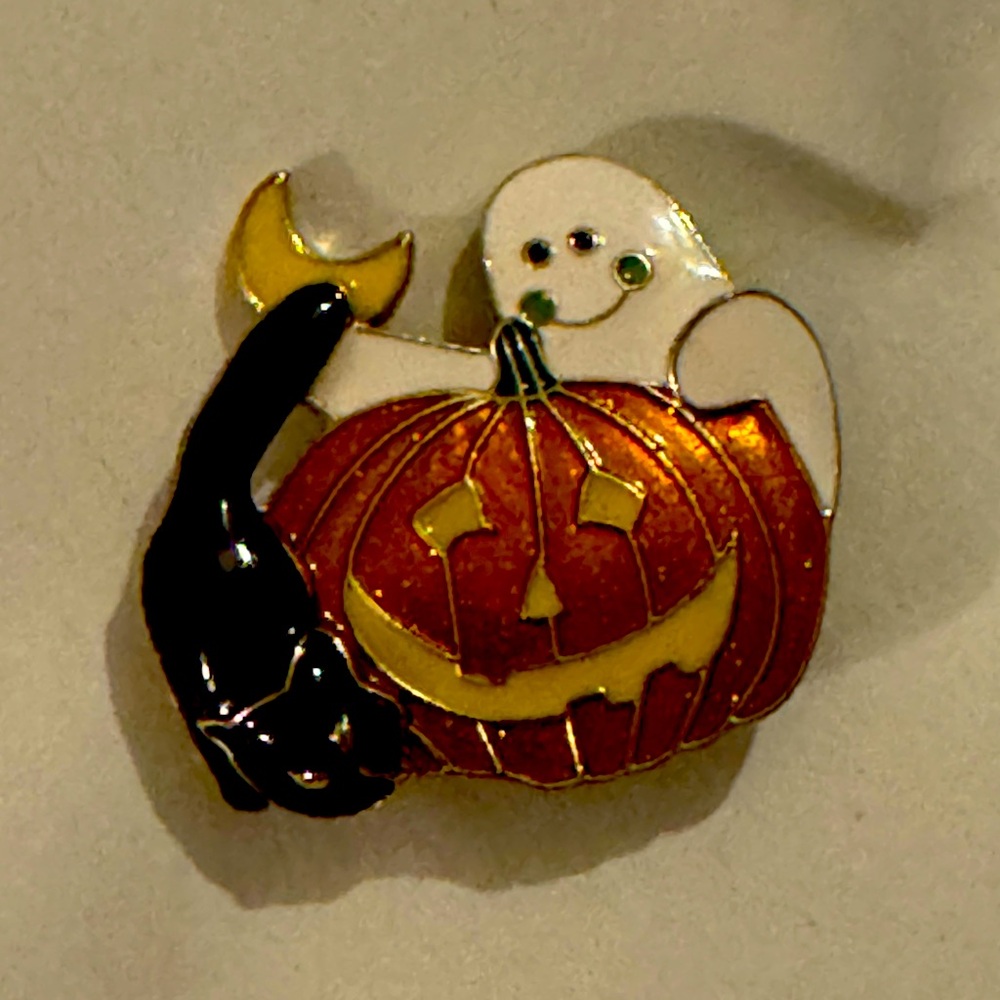 Halloween Ghost and Pumpkin Enamel Pin